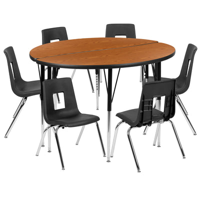 47.5" Circle Wave Flexible Laminate Activity Table Set with 16" Student Stack Chairs - View 1