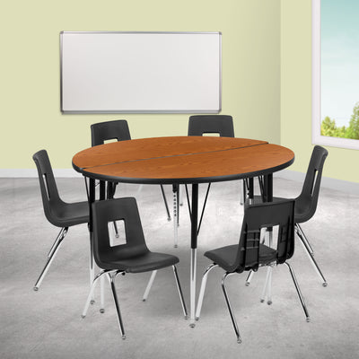 47.5" Circle Wave Flexible Laminate Activity Table Set with 16" Student Stack Chairs - View 2