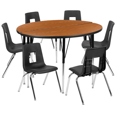 47.5" Circle Wave Flexible Laminate Activity Table Set with 18" Student Stack Chairs - View 1