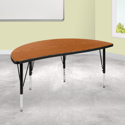 47.5" Half Circle Wave Flexible Collaborative Thermal Laminate Activity Table - Height Adjustable Short Legs - View 2