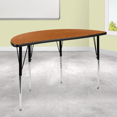 47.5" Half Circle Wave Flexible Collaborative Thermal Laminate Activity Table - Standard Height Adjustable Legs - View 2