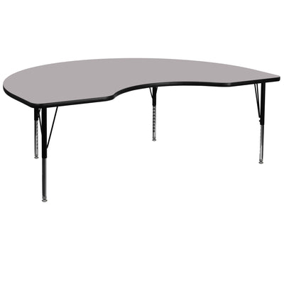 48''W x 72''L Kidney Thermal Laminate Activity Table - Height Adjustable Short Legs - View 1