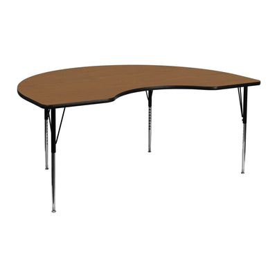 48''W x 72''L Kidney Thermal Laminate Activity Table - Standard Height Adjustable Legs - View 1