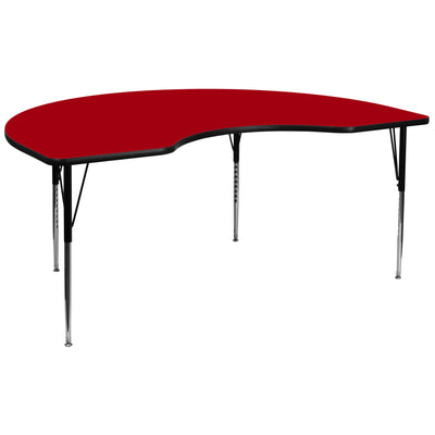 48''W x 96''L Kidney Thermal Laminate Activity Table - Standard Height Adjustable Legs - View 1