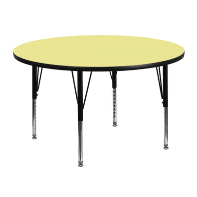 48'' Round Thermal Laminate Activity Table - Height Adjustable Short Legs - View 1