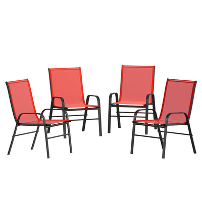 4 Pack Brazos Series Outdoor Stack Chair with Flex Comfort Material and Metal Frame - View 1