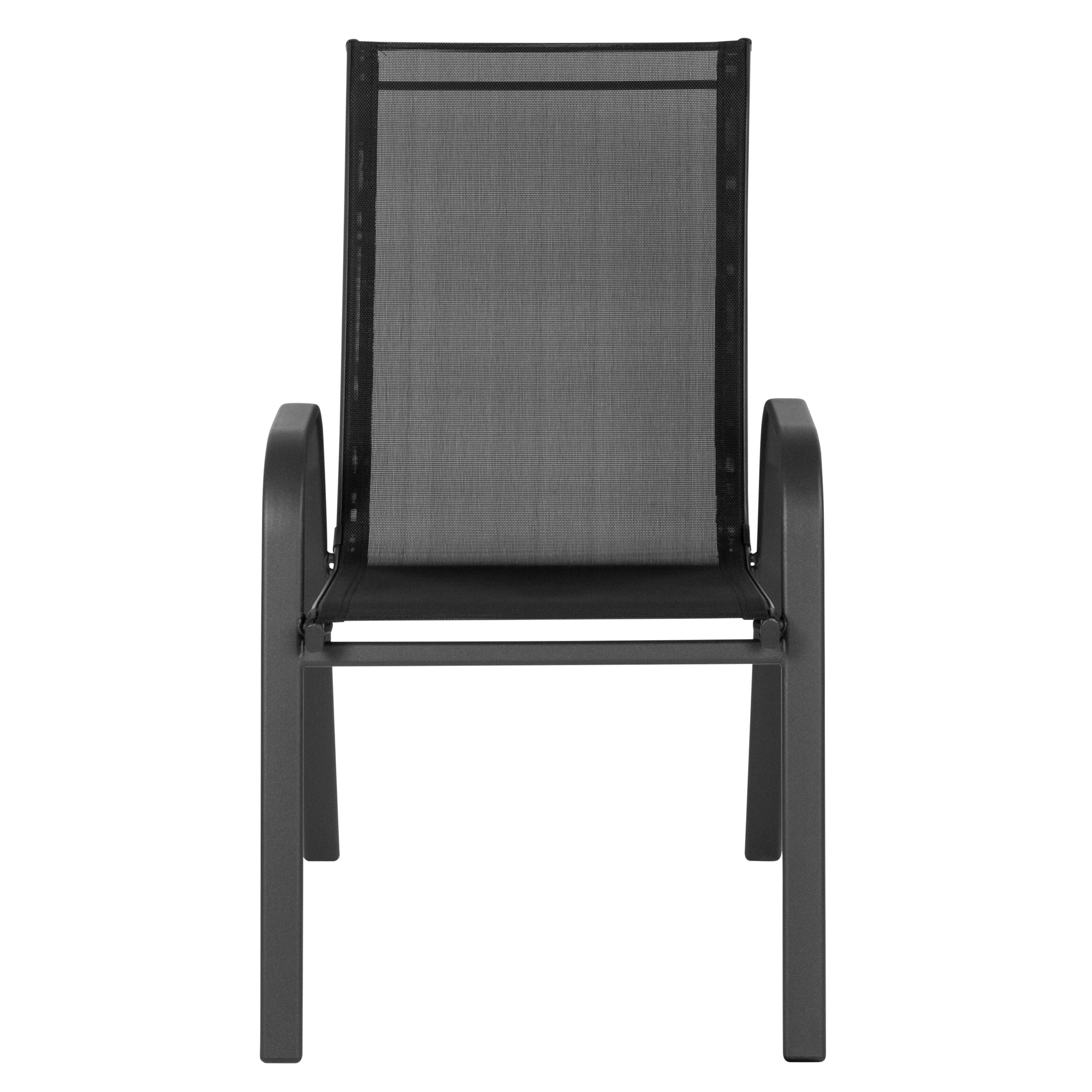 4 Pack Brazos Series Outdoor Stack Chair with Flex Comfort Material and  Metal Frame