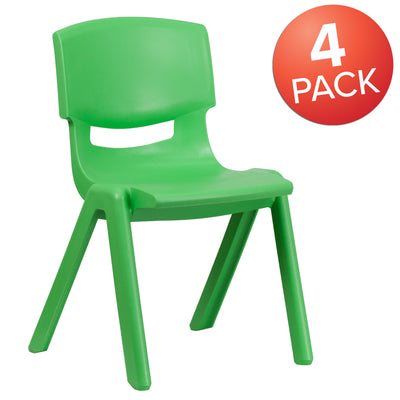 4 Pack Plastic Stackable School Chair with 15.5'' Seat Height - View 2