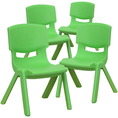 4 Pack Plastic Stackable School Chairs with 10.5" Seat Height - View 1