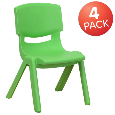4 Pack Plastic Stackable School Chairs with 10.5" Seat Height - View 2