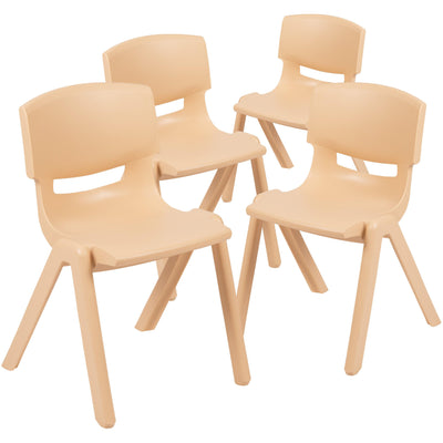 4 Pack Plastic Stackable School Chairs with 13.25" Seat Height - View 1