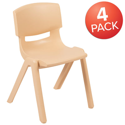 4 Pack Plastic Stackable School Chairs with 13.25" Seat Height - View 2