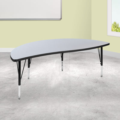 60" Half Circle Wave Flexible Collaborative Thermal Laminate Activity Table - Height Adjustable Short Legs - View 1