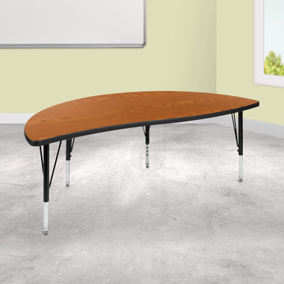 60" Half Circle Wave Flexible Collaborative Thermal Laminate Activity Table - Height Adjustable Short Legs - View 2