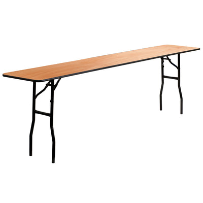 8-Foot Rectangular Wood Folding Training / Seminar Table with Smooth Clear Coated Finished Top - View 1
