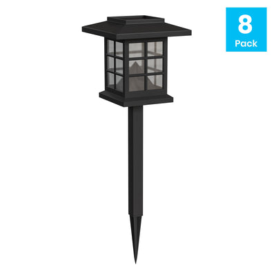 8 Pack Lantern Style LED Solar Lights Weather Resistant Outdoor Solar Powered Lights for Pathway, Garden, & Yard - View 2