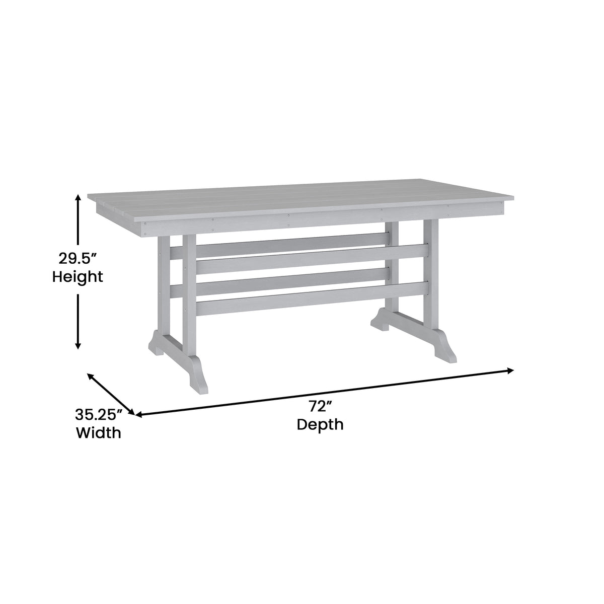 Gray |#| Commercial Grade Indoor-Outdoor 72" Rectangle Adirondack Style Table in Black
