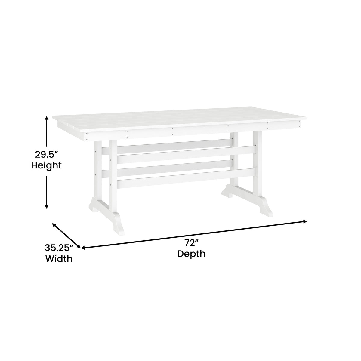 White |#| Commercial Grade Indoor-Outdoor 72" Rectangle Adirondack Style Table in Black