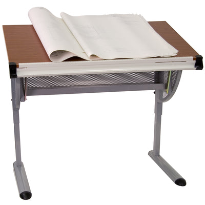 Adjustable Drawing and Drafting Table with Pewter Frame - View 1