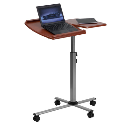 Angle and Height Adjustable Mobile Laptop Computer Table with Top - View 1