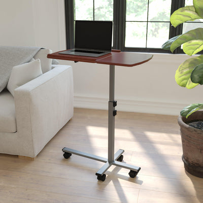 Angle and Height Adjustable Mobile Laptop Computer Table with Top - View 2