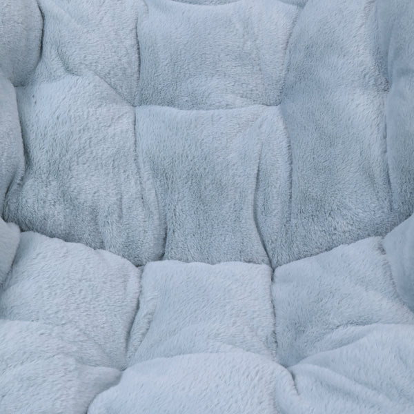 Aqua Fabric/Soft Gold Frame |#| Folding Faux Fur Oversized Saucer Chair with Steel Frame - Dusty Aqua/Soft Gold