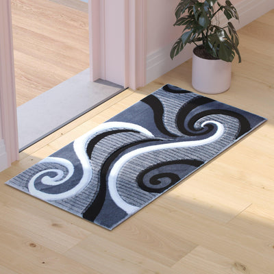 Athos Collection Abstract Area Rug - Olefin Rug with Jute Backing - Hallway, Entryway, Living Room or Bedroom - View 2