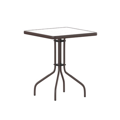 Barker 23.5'' Square Tempered Glass Metal Table - View 1