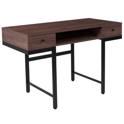 Bartlett Desk with Drawers and Black Metal Legs - View 1