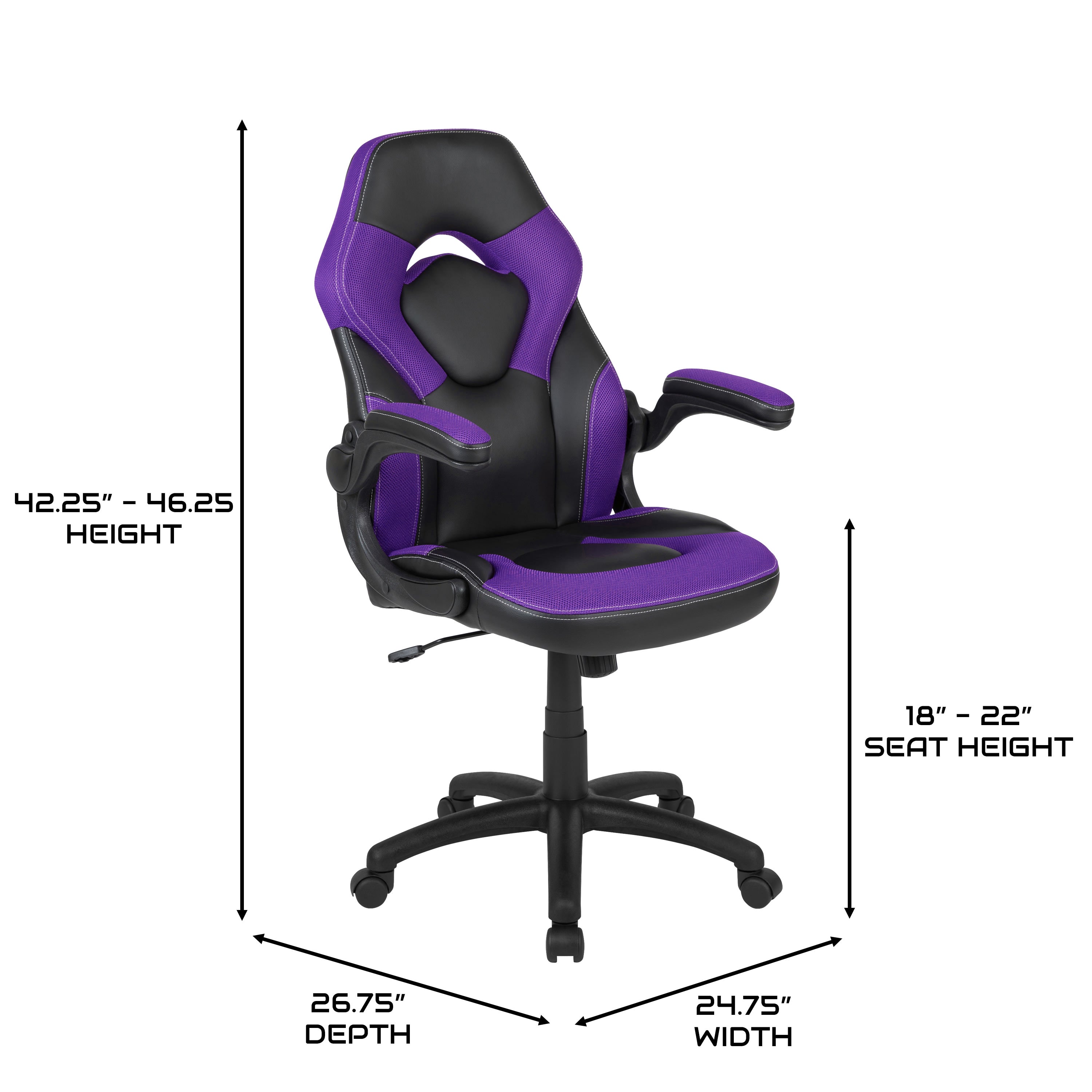 BlackArc Allegiance 1 High Back Gaming Chair with Faux Leather Upholstery,  Height Adjustable Swivel Seat & Padded Flip-Up Arms