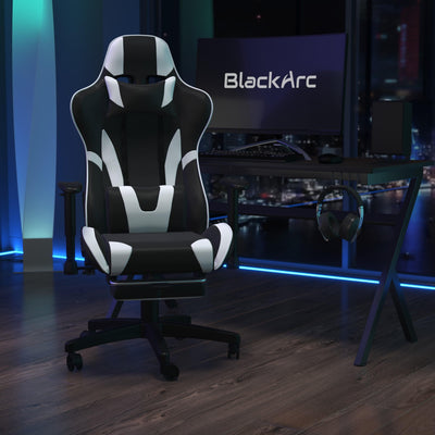 BlackArc Summit X3 Faux Leather Reclining Gaming Chair - Height Adjustable Pivot Arms, Pull-Out Footrest, Headrest & Lumbar Pillows - View 2