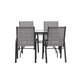 Gray |#| Commercial 5 Pc Outdoor Patio Dining Set with Glass Table and 4 Chairs - Gray
