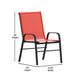 Red |#| Commercial 5 Pc Outdoor Patio Dining Set with Glass Table and 4 Chairs - Red