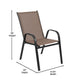 Brown |#| Commercial 5 Pc Outdoor Patio Dining Set with Glass Table and 4 Chairs - Brown