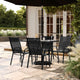 Black |#| Commercial 5 Pc Outdoor Patio Dining Set with Glass Table and 4 Chairs - Black