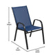 Navy |#| Commercial 5 Pc Outdoor Patio Dining Set with Glass Table and 4 Chairs - Navy