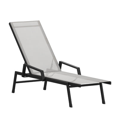 Brazos Adjustable Chaise Lounge Chair with Arms, All-Weather Outdoor Five-Position Recliner - View 1