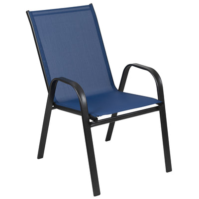 Brazos Series Outdoor Stack Chair with Flex Comfort Material and Metal Frame - View 1