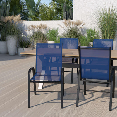 Brazos Series Outdoor Stack Chair with Flex Comfort Material and Metal Frame - View 2