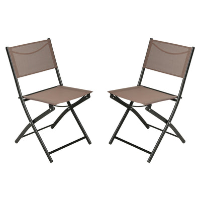 Brazos Set of 2 Commercial Grade Indoor/Outdoor Folding Chairs with Flex Comfort Material Backs and Seats and Metal Frames - View 1