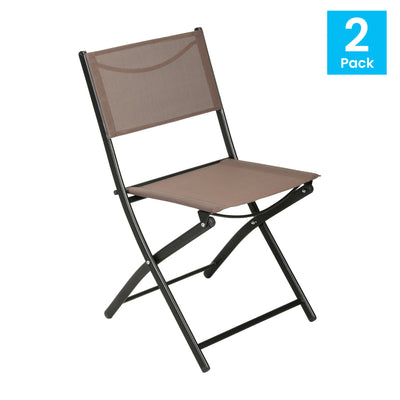 Brazos Set of 2 Commercial Grade Indoor/Outdoor Folding Chairs with Flex Comfort Material Backs and Seats and Metal Frames - View 2