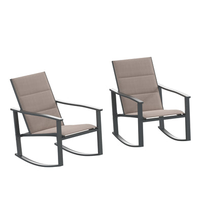 Brazos Set of 2 Outdoor Rocking Chairs with Flex Comfort Material and Metal Frame - View 1