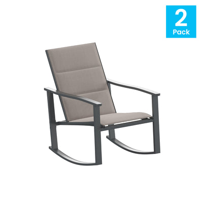 Brazos Set of 2 Outdoor Rocking Chairs with Flex Comfort Material and Metal Frame - View 2