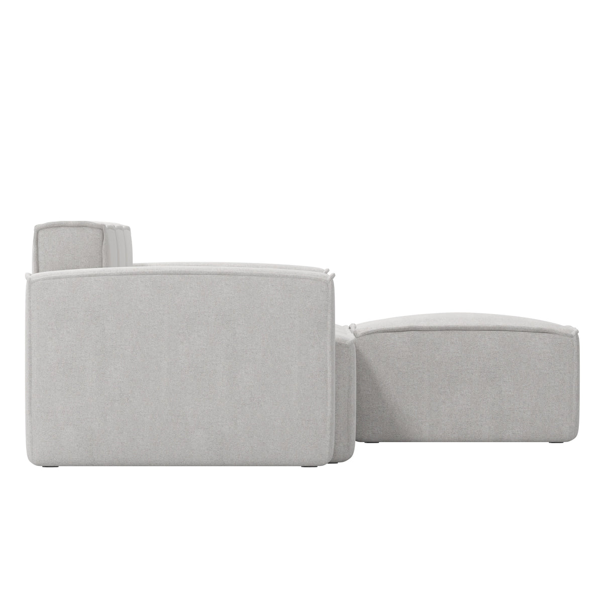 Cream |#| Contemporary 4 Piece Modular Sectional Sofa with Ottoman in Cream Fabric