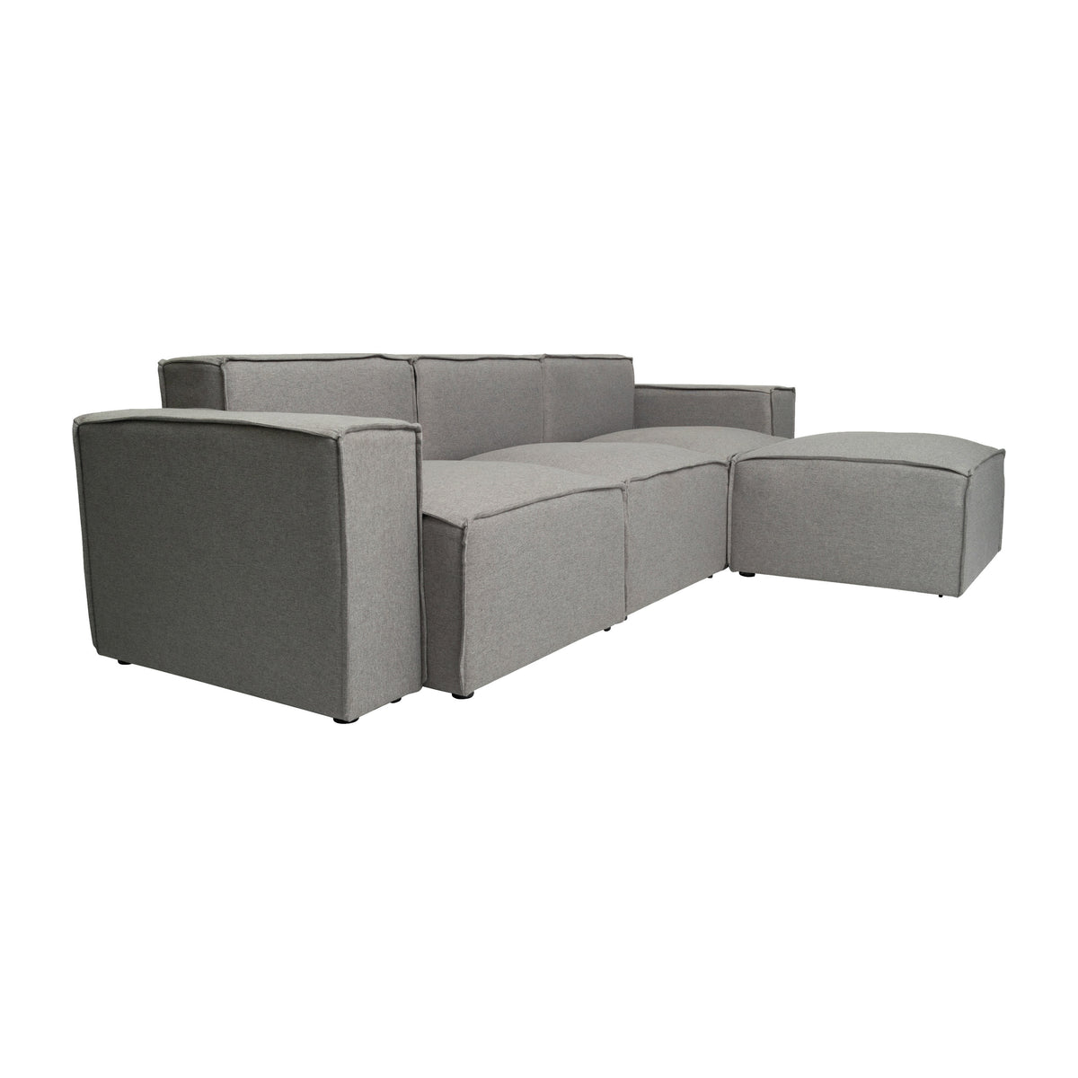 Gray |#| Contemporary 4 Piece Modular Sectional Sofa with Ottoman in Gray Fabric