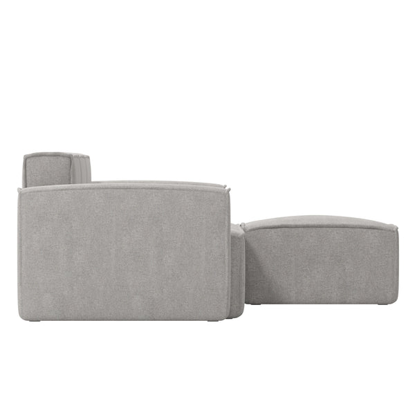 Gray |#| Contemporary 4 Piece Modular Sectional Sofa with Ottoman in Gray Fabric