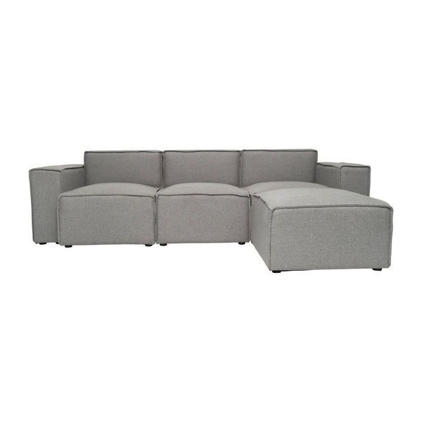 Gray |#| Contemporary 4 Piece Modular Sectional Sofa with Ottoman in Gray Fabric