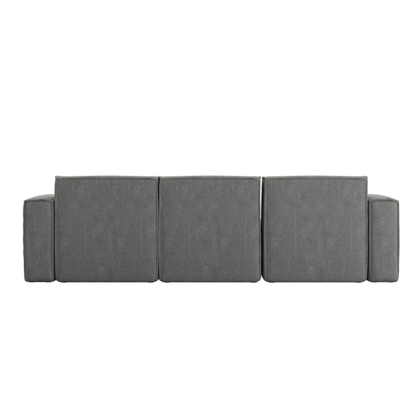 Dark Gray |#| Contemporary 4 Piece Modular Sectional Sofa with Ottoman in Dark Gray Fabric