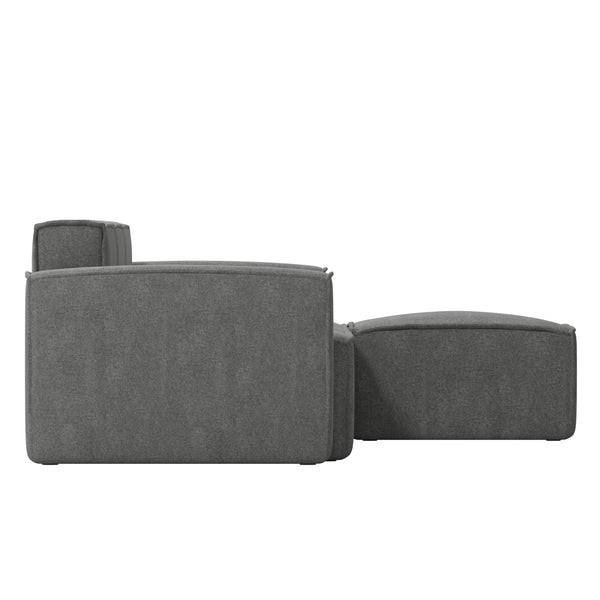 Dark Gray |#| Contemporary 4 Piece Modular Sectional Sofa with Ottoman in Dark Gray Fabric