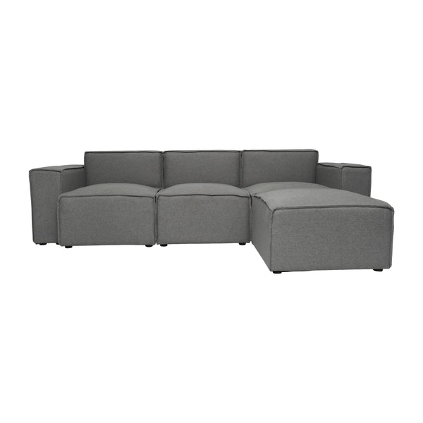 Dark Gray |#| Contemporary 4 Piece Modular Sectional Sofa with Ottoman in Dark Gray Fabric